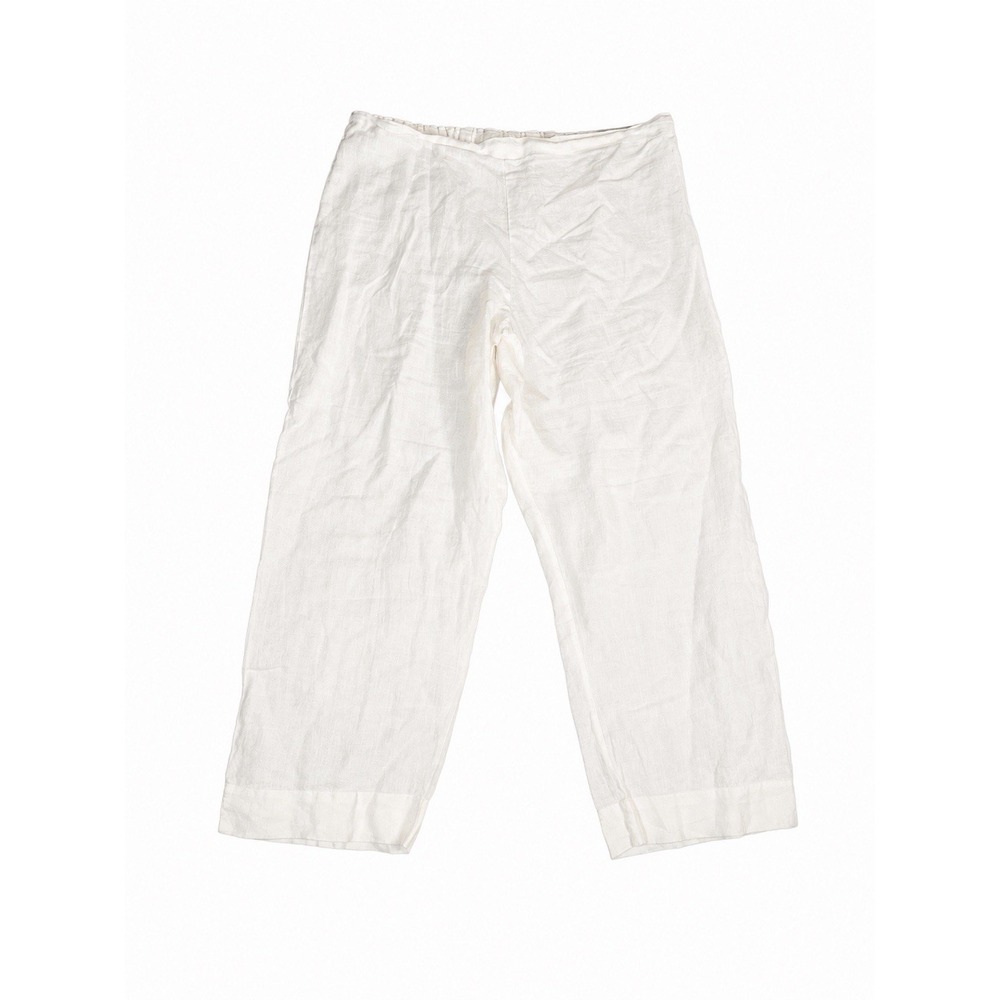 bryn walker white linen pants pull on xl wide leg crop